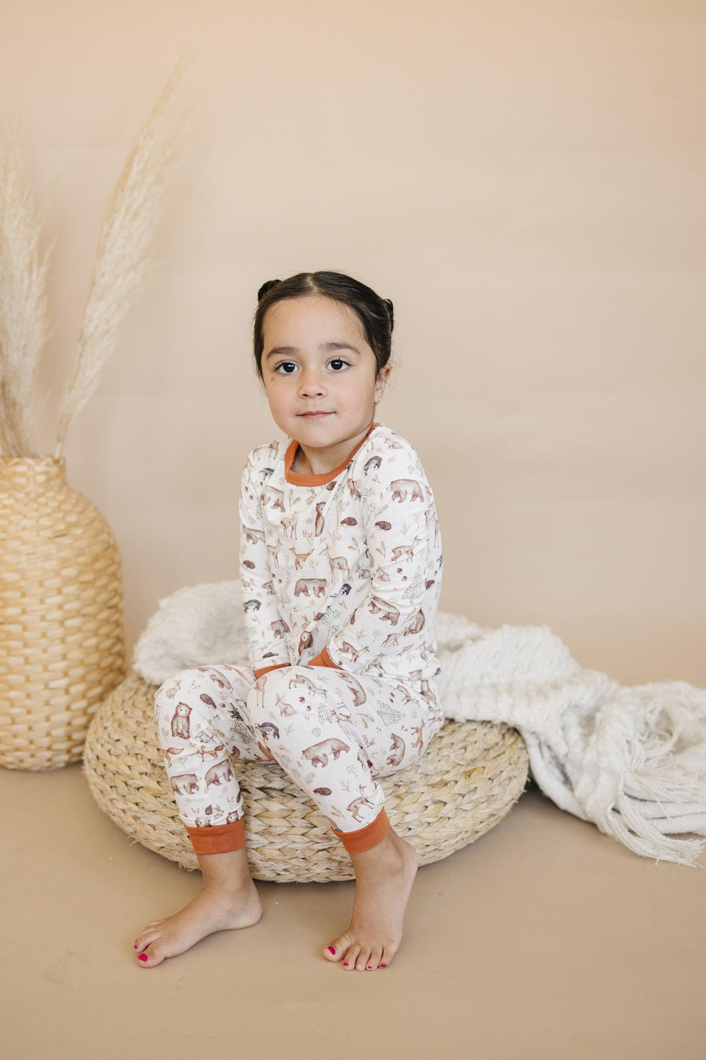 Forest Friends 2pc Bamboo Pajamas - Fall Woodland PJ Set for Toddlers and Kids