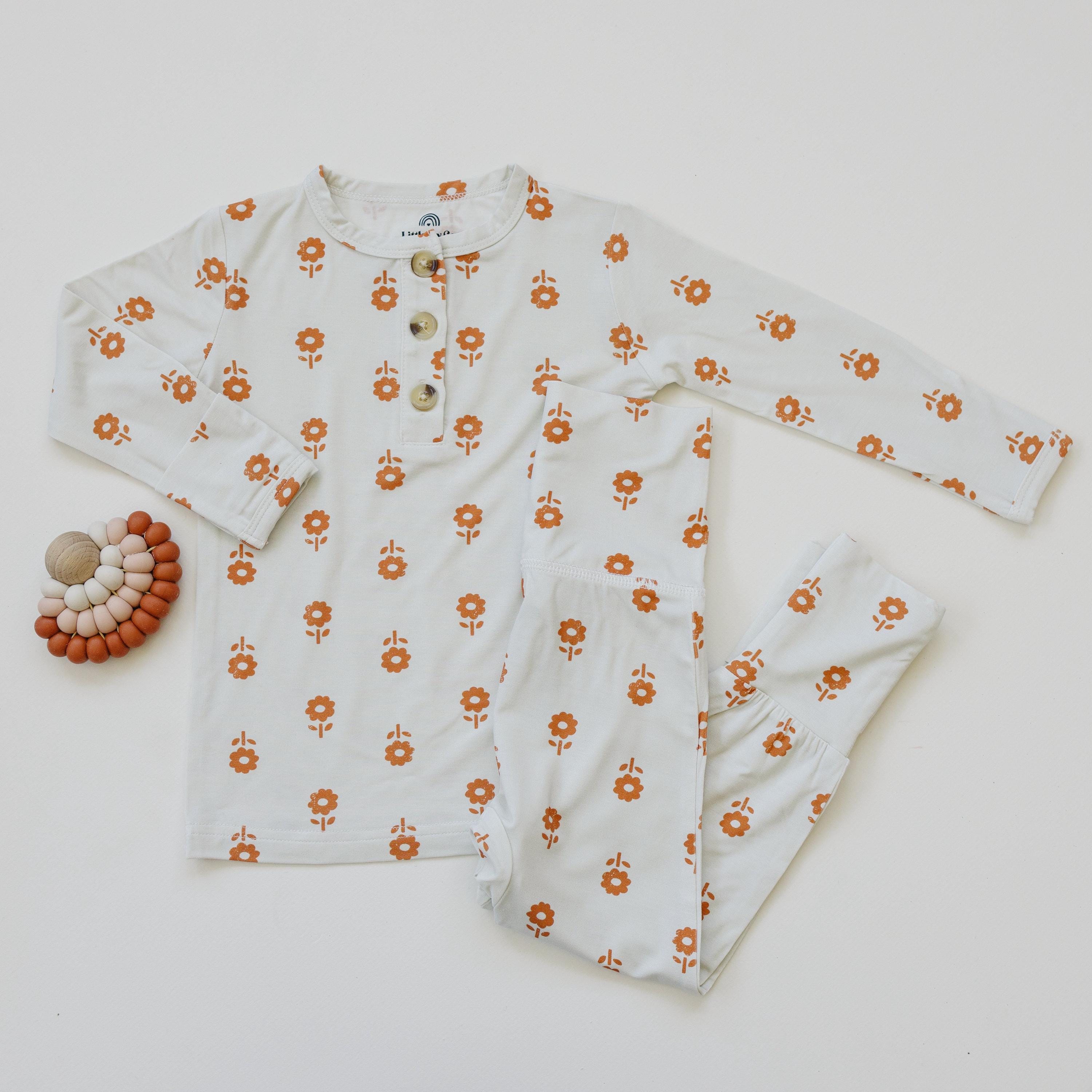 Pumpkin Posie Bamboo Pajamas: Fall Baby & Toddler PJs