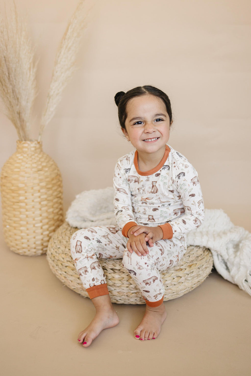 Forest Friends 2pc Bamboo Pajamas - Fall Woodland PJ Set for Toddlers and Kids