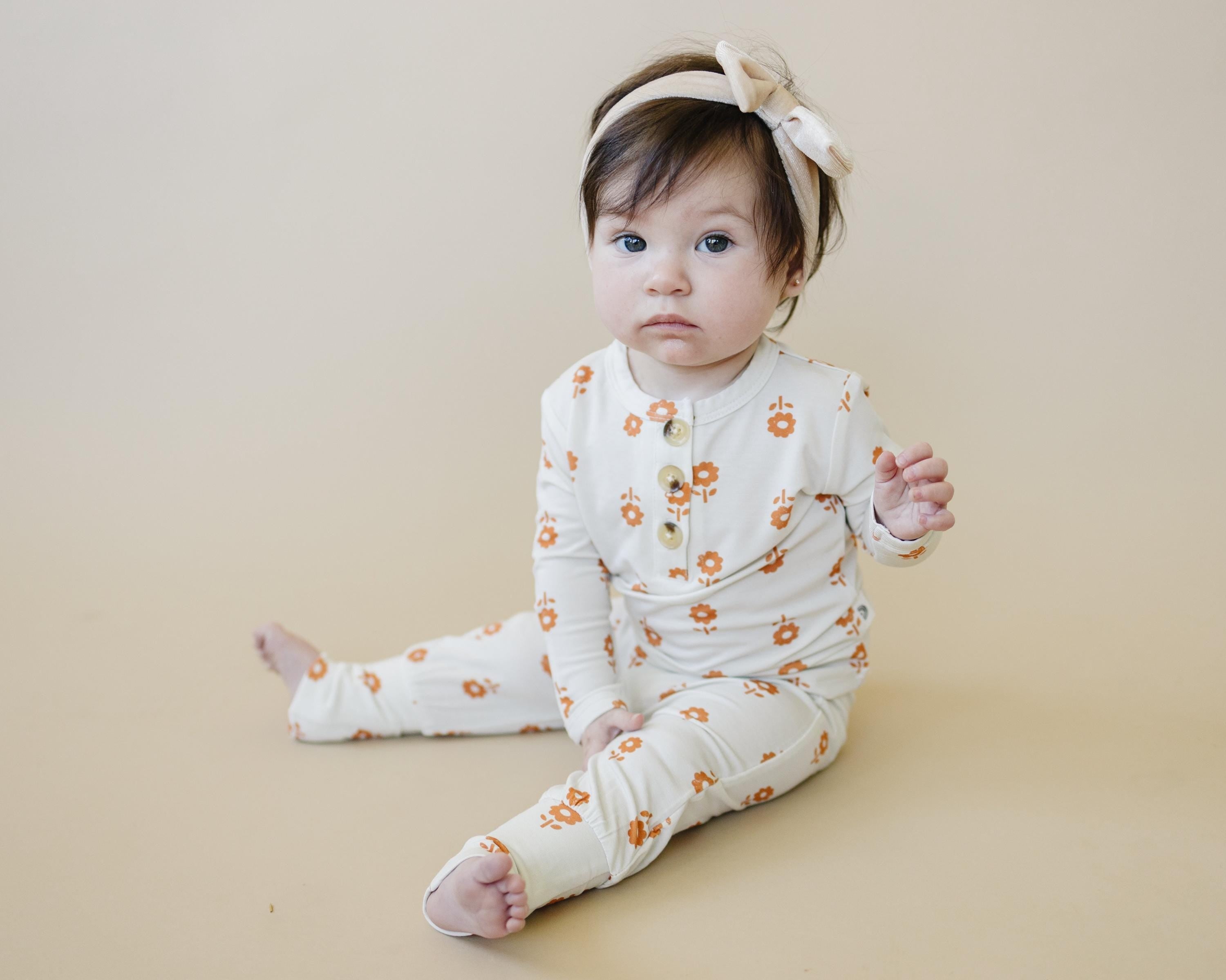 Pumpkin Posie Bamboo Pajamas: Fall Baby & Toddler PJs