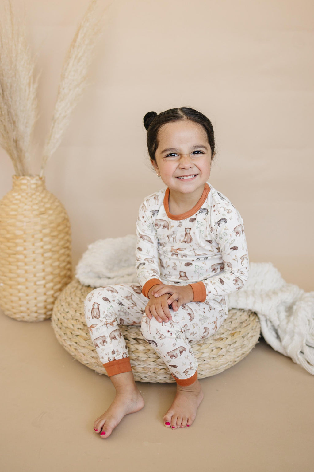 Forest Friends 2pc Bamboo Pajamas - Fall Woodland PJ Set for Toddlers and Kids