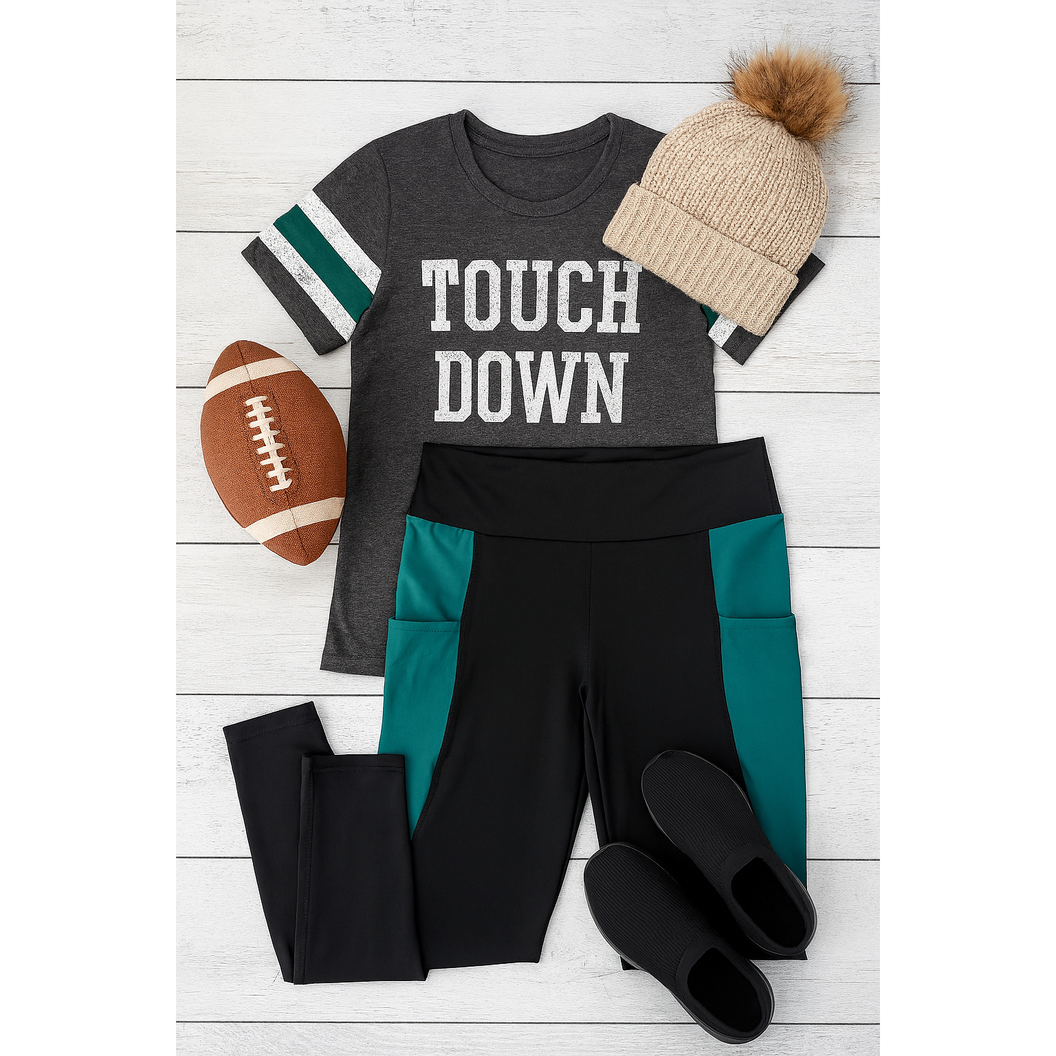 Gracie- Green Panel Full Length Leggings