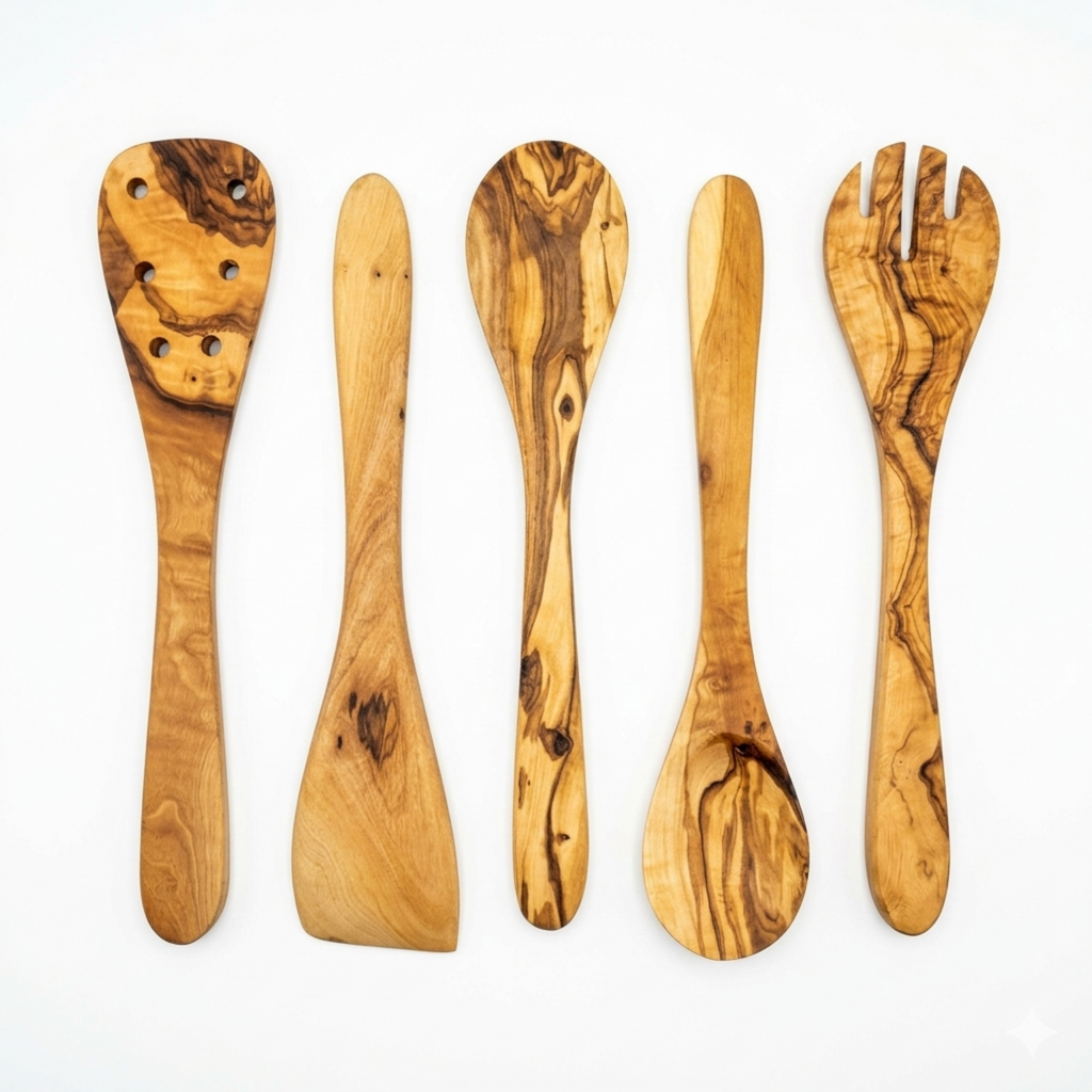 Olive Wood Kitchen Servers Set -5 pcs