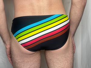 CTS BLACK RETRO STRIPE SWIM BRIEF