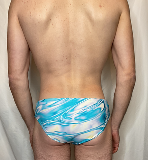 CTS METALLIC SWIRL SWIM BRIEF- BLUE