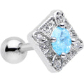 16G 1/4 Clear Aqua Gem Rococo Rhombus Tragus Cartilage Earring