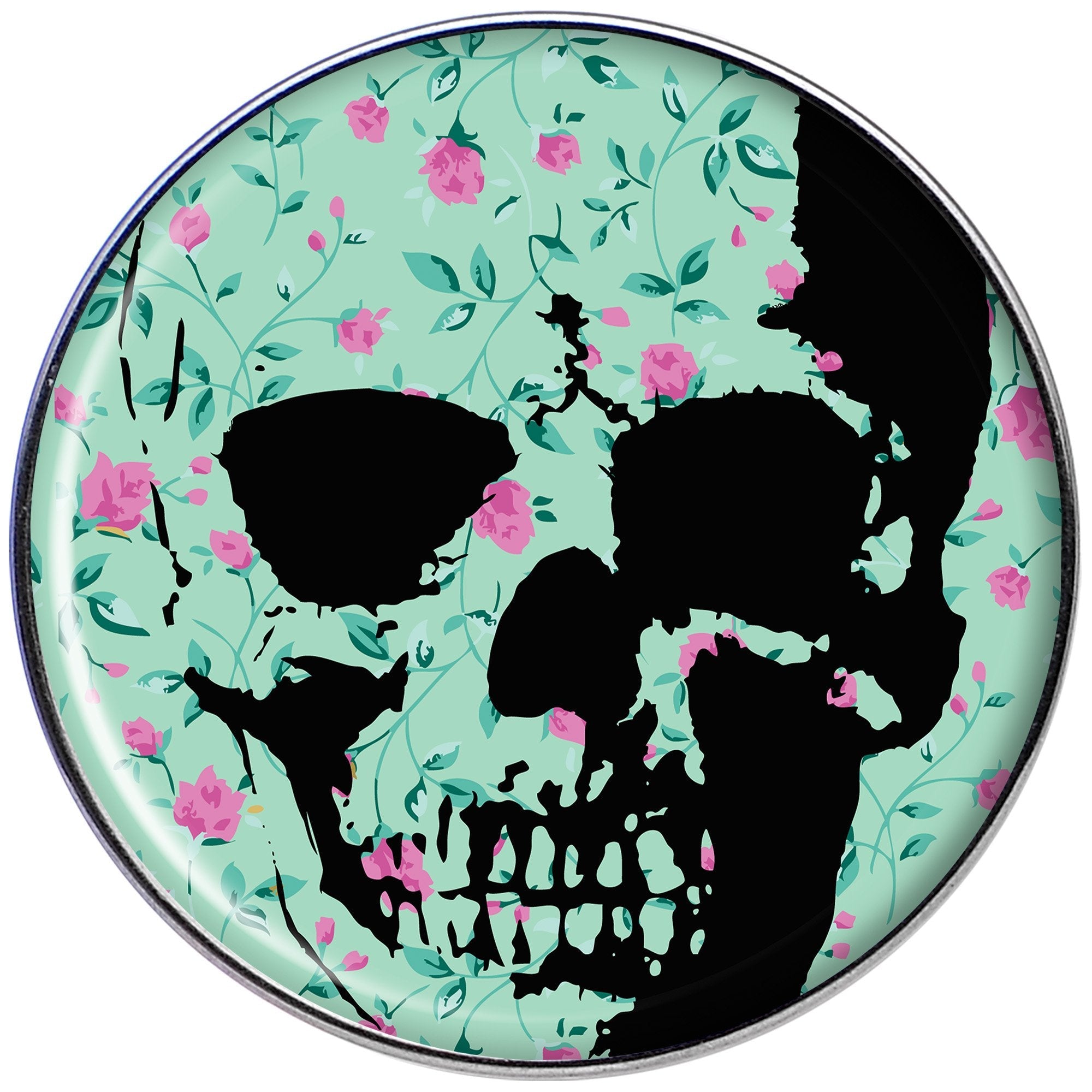 Green Pink Floral Skull Tragus Cartilage Earring