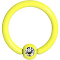 16G 5/16 Clear Gem Yellow Acrylic Over Steel Captive Ring
