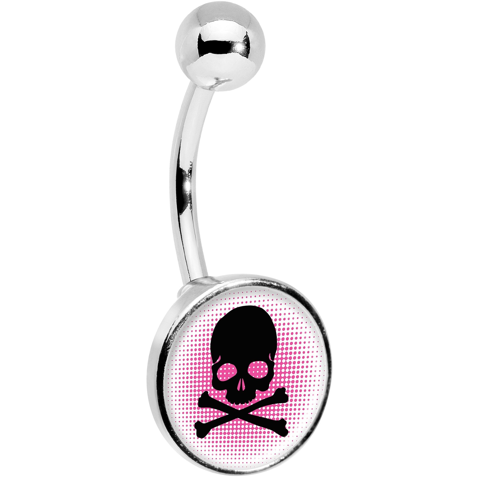 Pink Black Skull Belly Ring