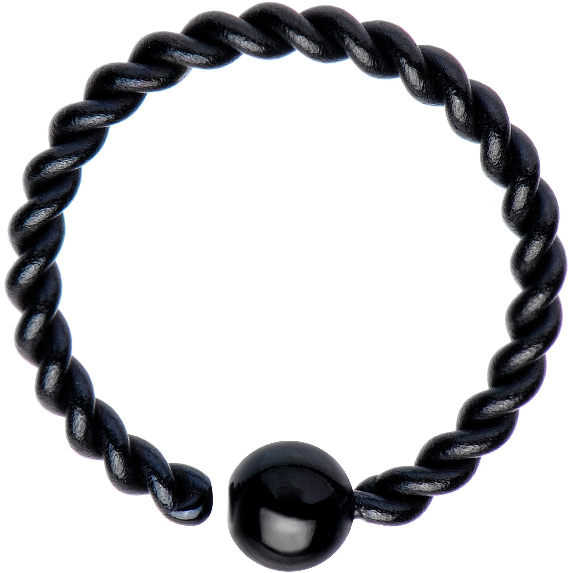 16G 3/8" Black IP So Twisted Captive Style Seamless Ring