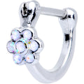 16G 5/16 White Faux Opal Lily Flower Cartilage Clicker