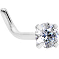 18G 1/4 Clear 3mm CZ Gem Steel L-Shape Nose Ring