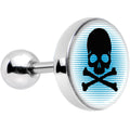 16G 1/4 Blue Black Skull Tragus Cartilage Earring