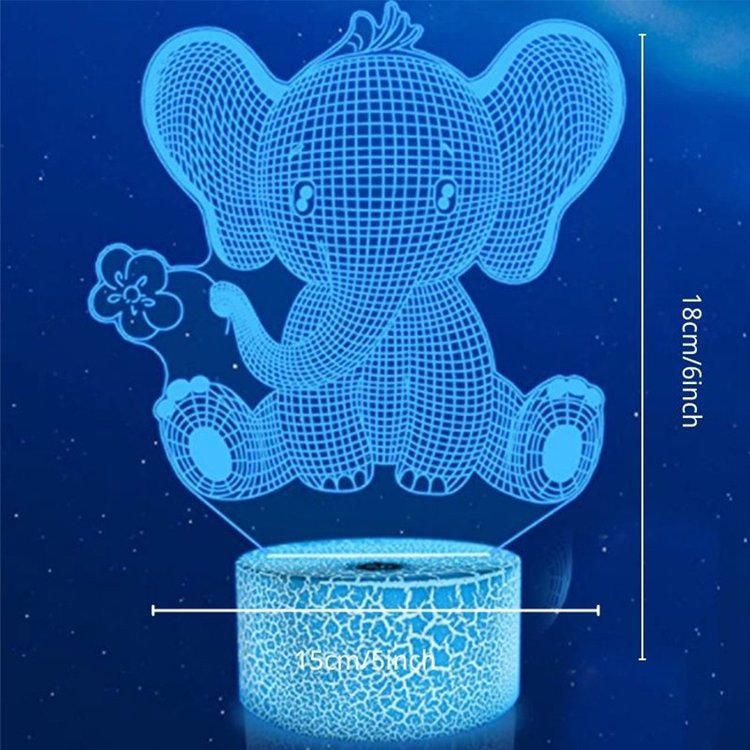 Custom Kids Name Night Light 7 Colors - Elephant Name Light