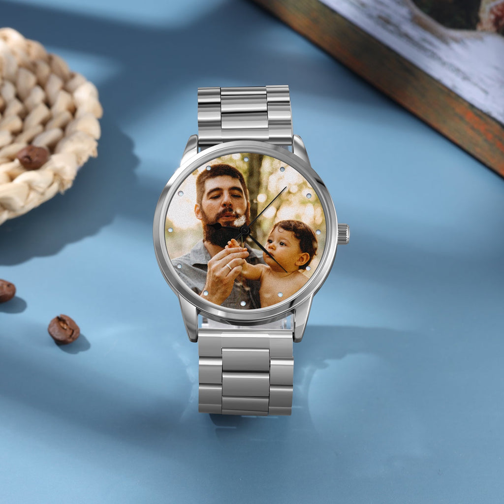 Personalized Photo and Custom Message Silver Watch