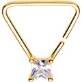 20G 3/8 Clear CZ Gem Gold Tone Plated Triangle Seamless Ring
