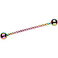 Rainbow IP Seriously Twisted Industrial Barbell Earring 38mm