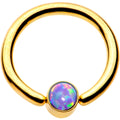 16G 5/16 Purple Faux Opal 3mm Disc Gold IP BCR Captive Ring