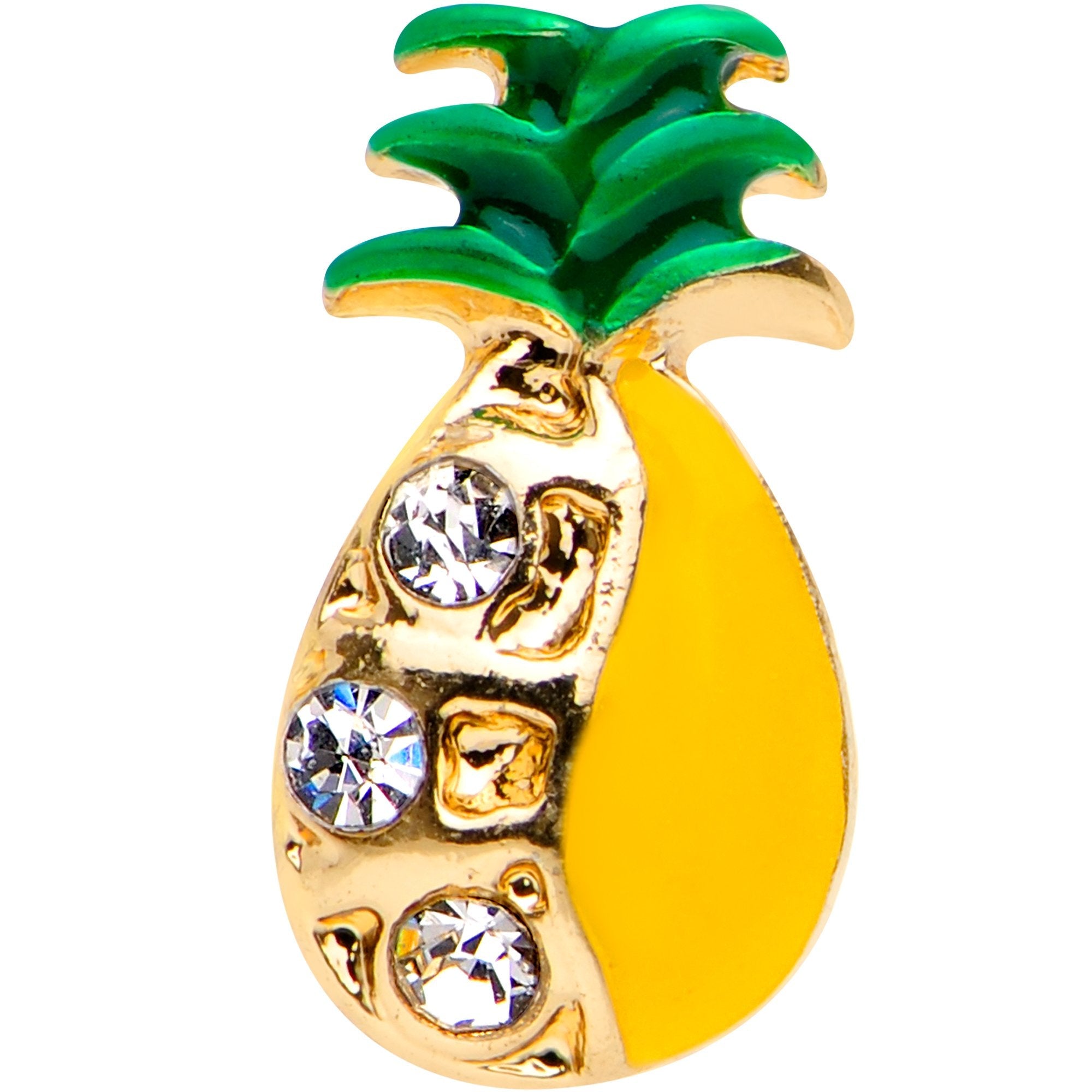 16G Gem Gold PVD Half Paved Pineapple Cartilage Tragus Earring