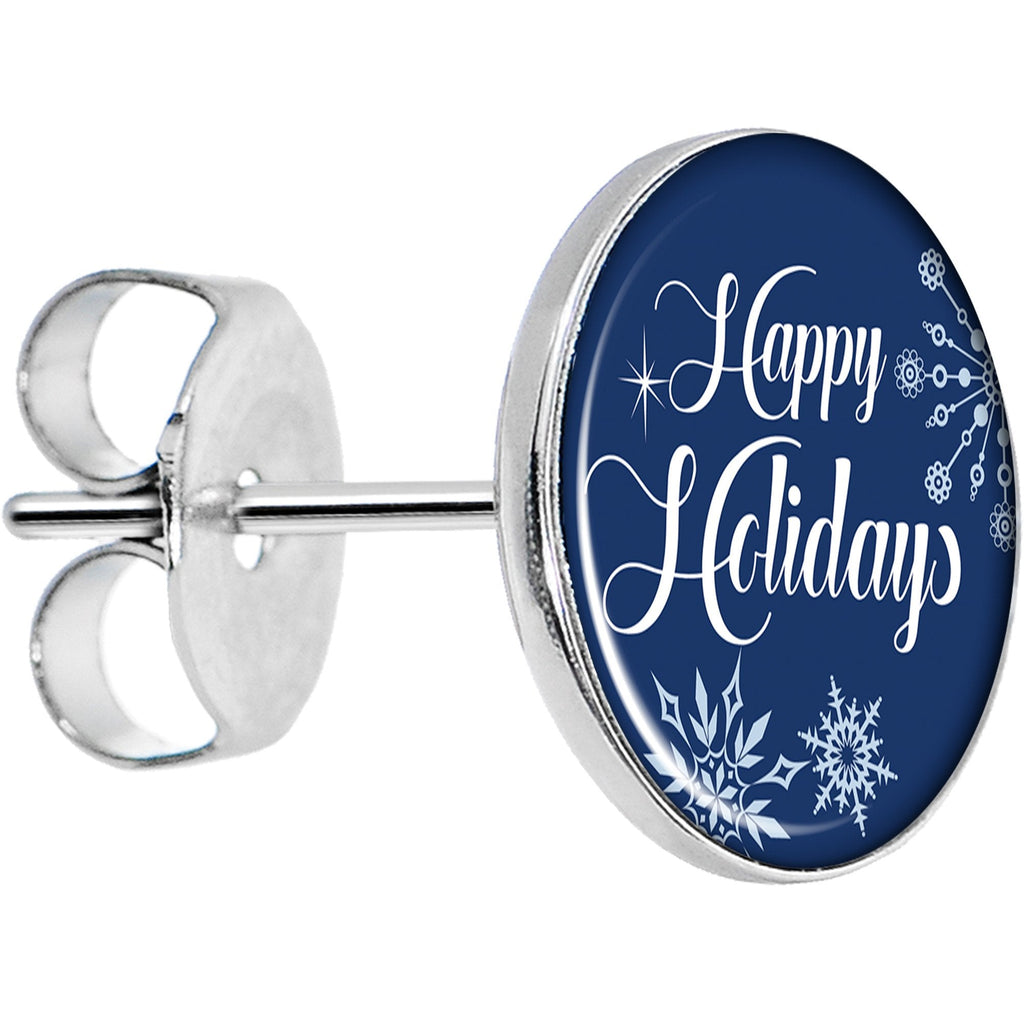 Happy Holidays Snowflake Stud Earrings