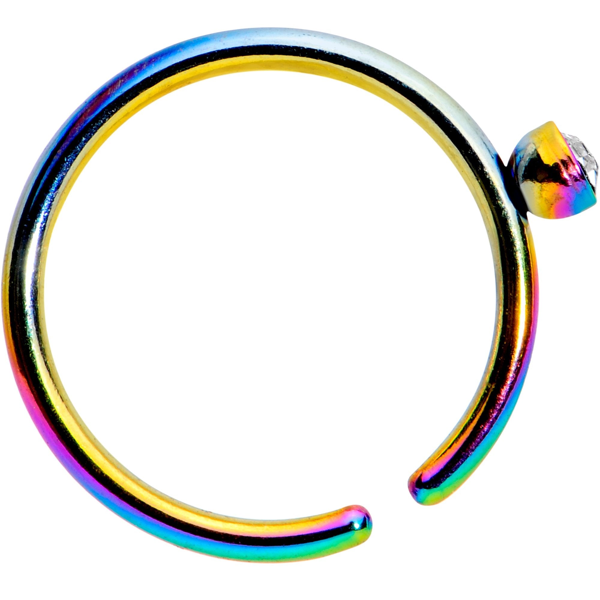 20G 5/16 Clear Gem Rainbow IP Seamless Circular Ring
