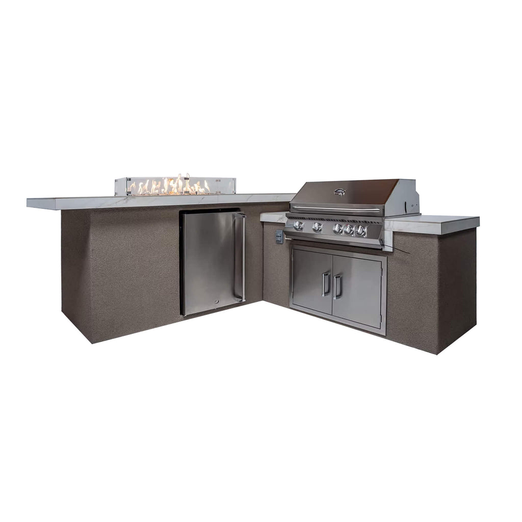 KoKoMo Grills Baja 9FT BBQ Island With LEDs, Built-In BBQ And Refrigerator [Made-To-Order] (SAK85739)