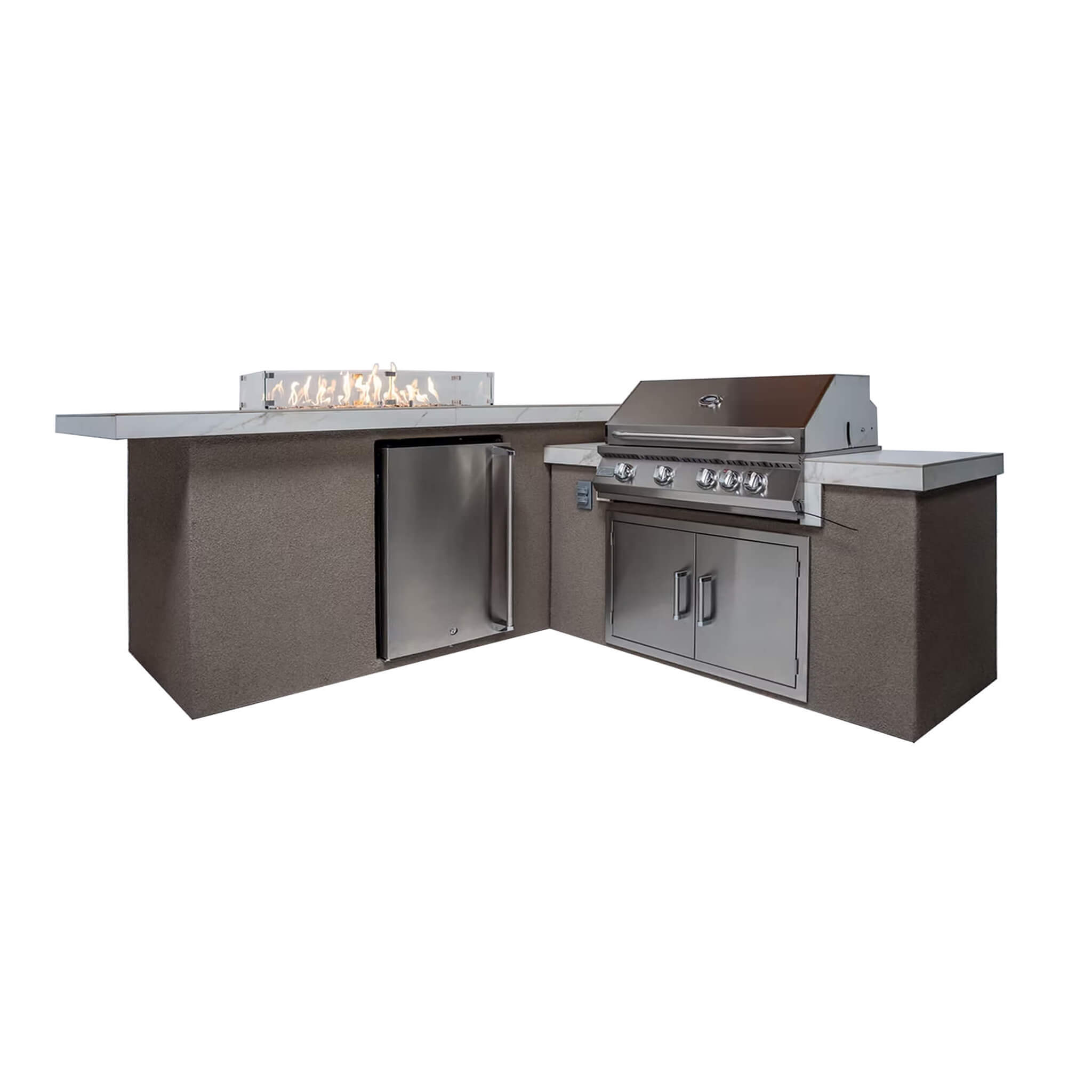KoKoMo Grills Baja 9FT BBQ Island With LEDs, Built-In BBQ And Refrigerator [Made-To-Order] (SAK85739)