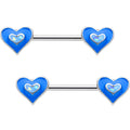 5/8 Aqua Faux Opal Pure of Heart Barbell Nipple Ring Set