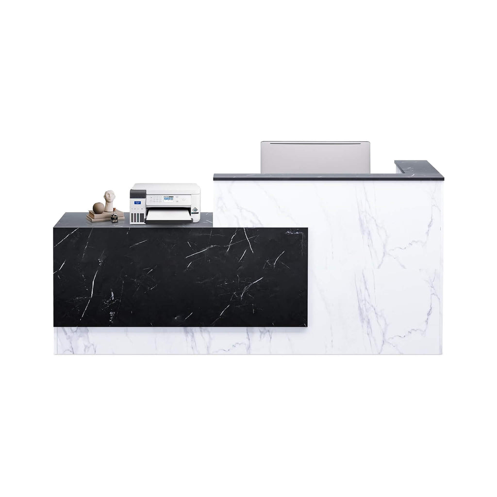 Velmor L-Shaped Modern Black And White Reception Desk With Lockable Drawers (SAK50729)