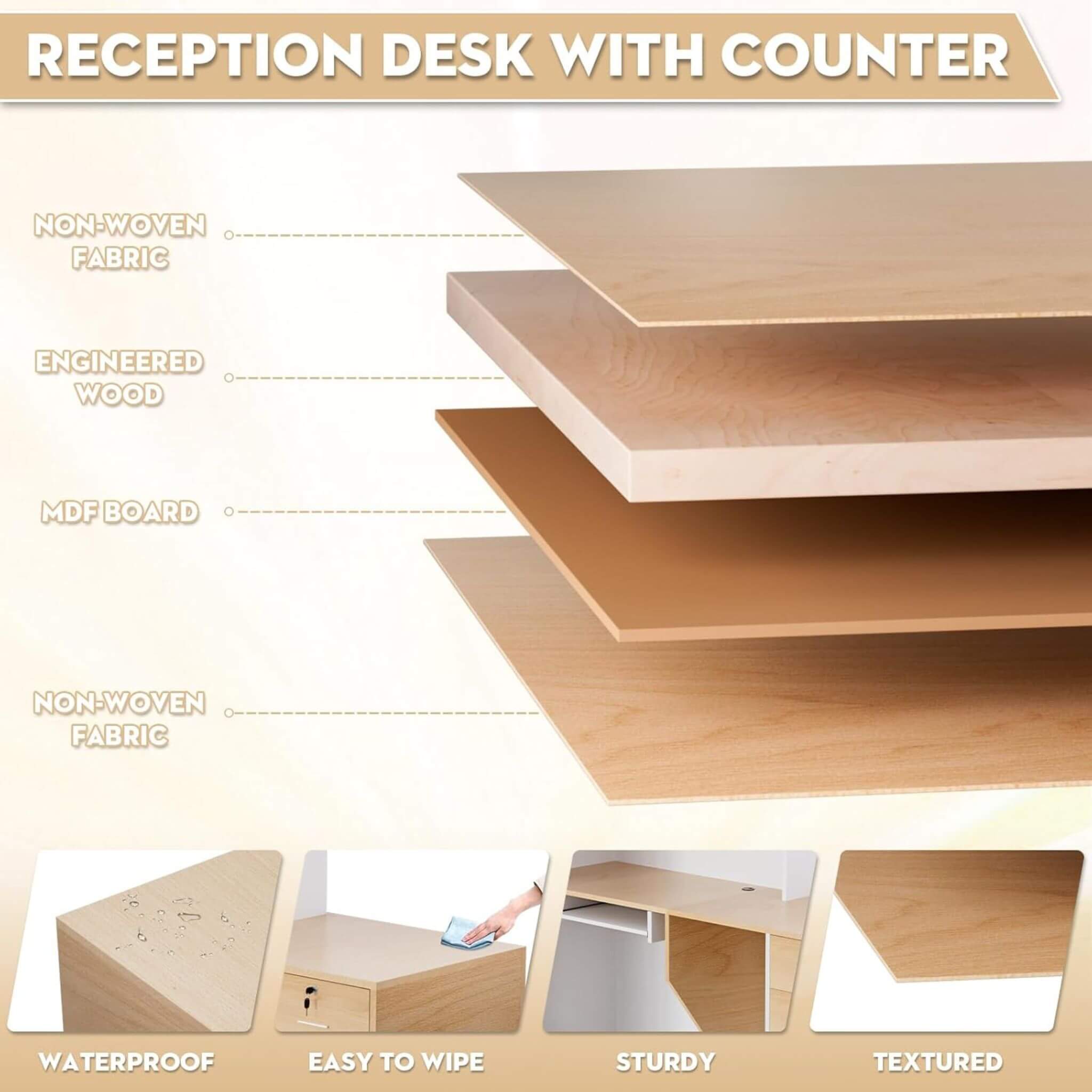 Velmor L-Shaped Modern Brown And White Reception Desk With Lockable Drawers (SAK26491)