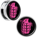 Pink Grenade Steel Screw Fit Plug Set 20mm