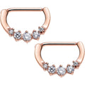 Clear Rose Gold PVD Glam Nipple Clicker Created with Crystals