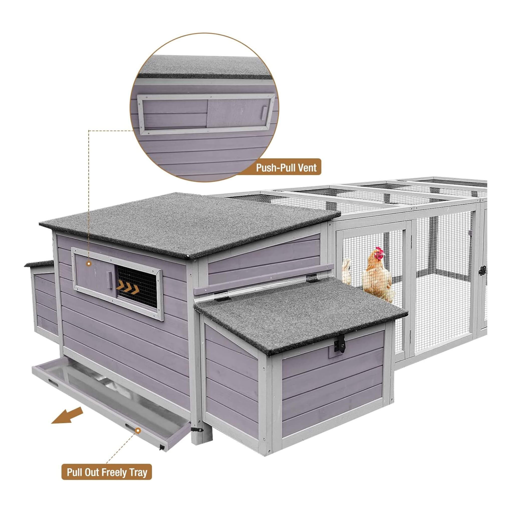 Large 103-Inch Outdoor Chicken Coop House With Run And Nesting Box [4-6 Chickens] (SAK53194)
