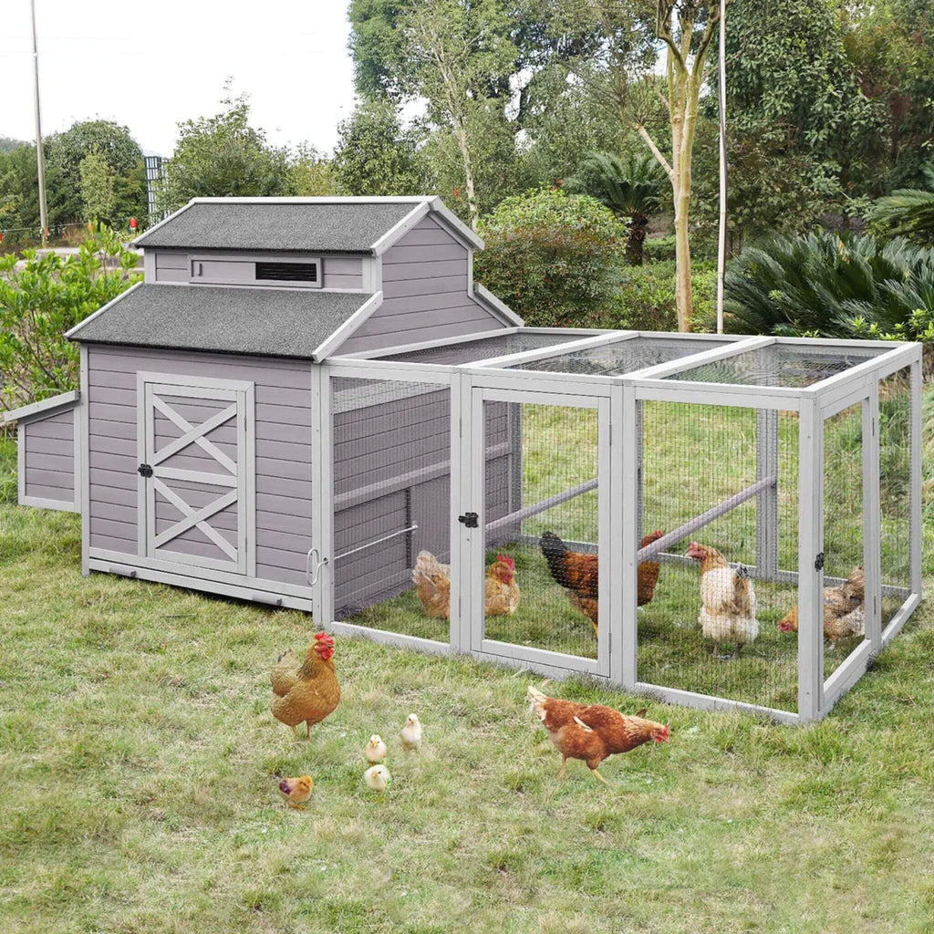 Large 115-Inch Portable Chicken Coop With Run And Nesting Boxes [8-10 Chickens] (SAK18263)