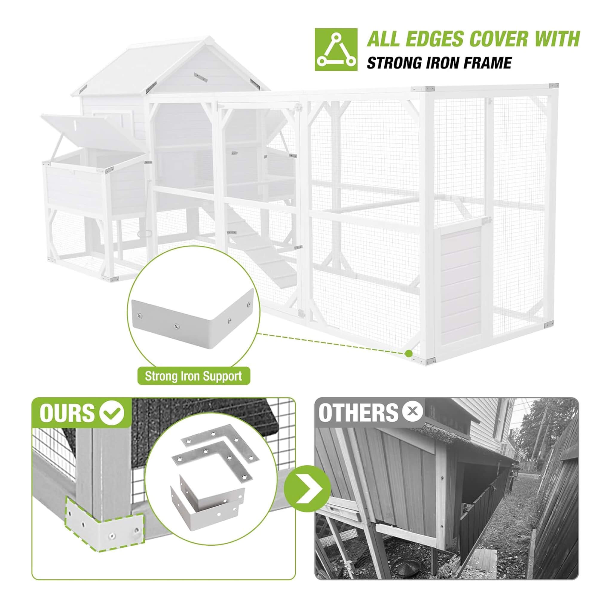 Large 137-Inch Wooden Chicken Coop With Run And 6 Nesting Boxes [10-15 Chickens] (SAK96430)