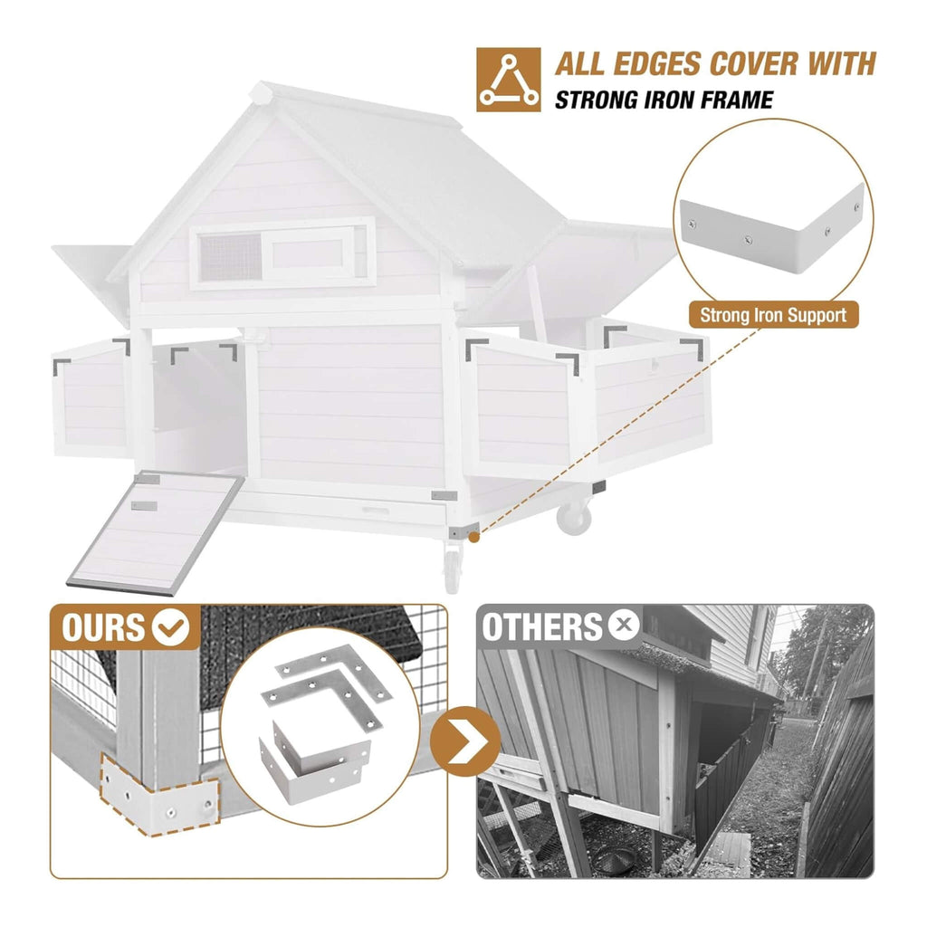 Large 63-Inch Movable Wooden Hen House With Wheels And Nesting Box (SAK50791)