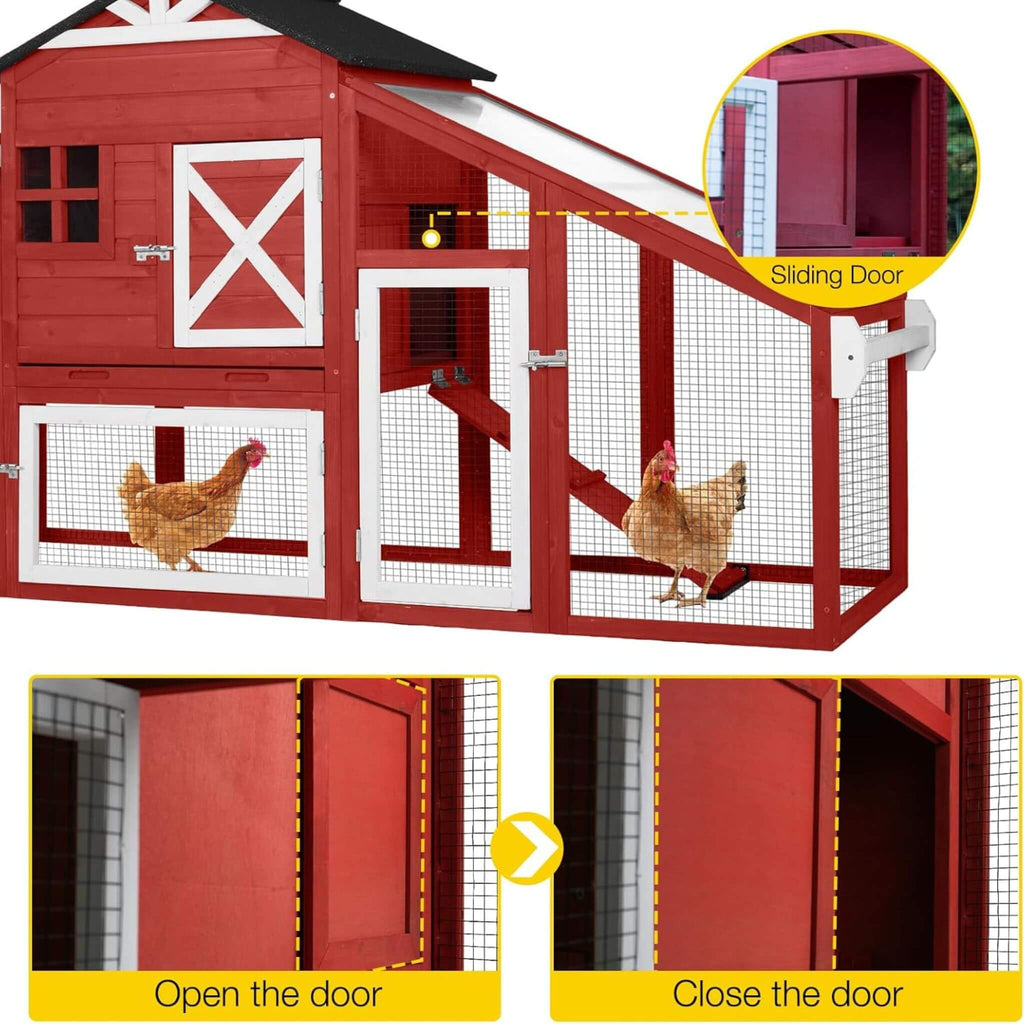 Large 73-Inch Portable Chicken Coop With Wheels And Nesting Box (SAK27495)