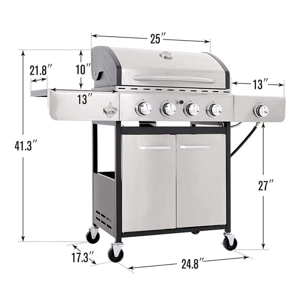 Large Outdoor 42K BTU BBQ Stainless Steel Propane Gas Grill With 4 Burners (SAK61283)