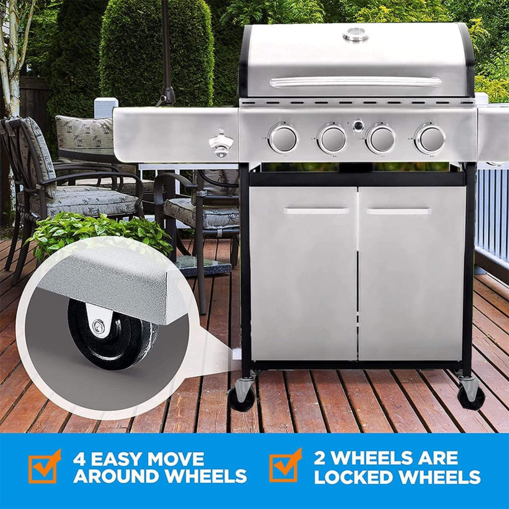 Large Outdoor 42K BTU BBQ Stainless Steel Propane Gas Grill With 4 Burners (SAK61283)