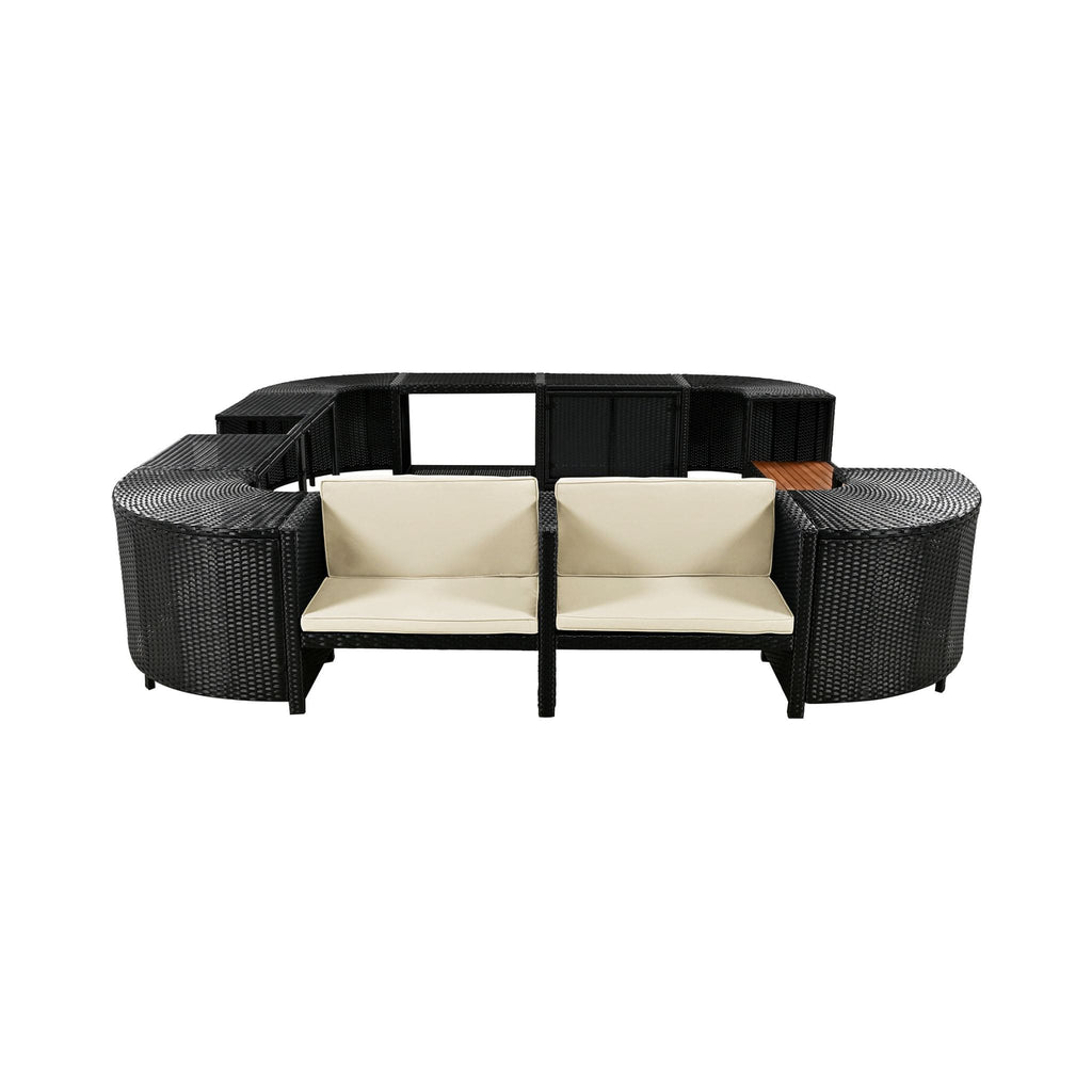 Alora Large Outdoor Quadrilateral Spa Surround Rattan Sectional Sofa Set With Storage Compartments (SAK80217)