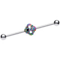 Clear Gem Iridescent Rainbow Industrial Barbell 38mm