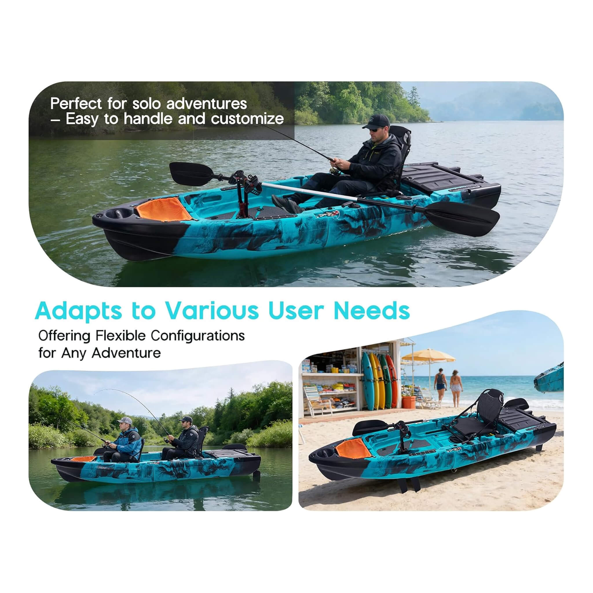 Lightweight 10FT 1-Person Modular Fishing Kayak With Propeller Drive System (SAK67032)