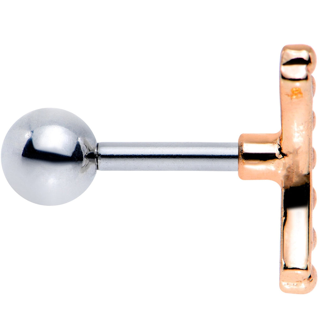 16G 1/4 Rose Gold Tone Crescent Arc Cartilage Tragus Earring