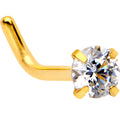 18G 1/4 Clear 3mm CZ Gem Gold IP L-Shape Nose Ring