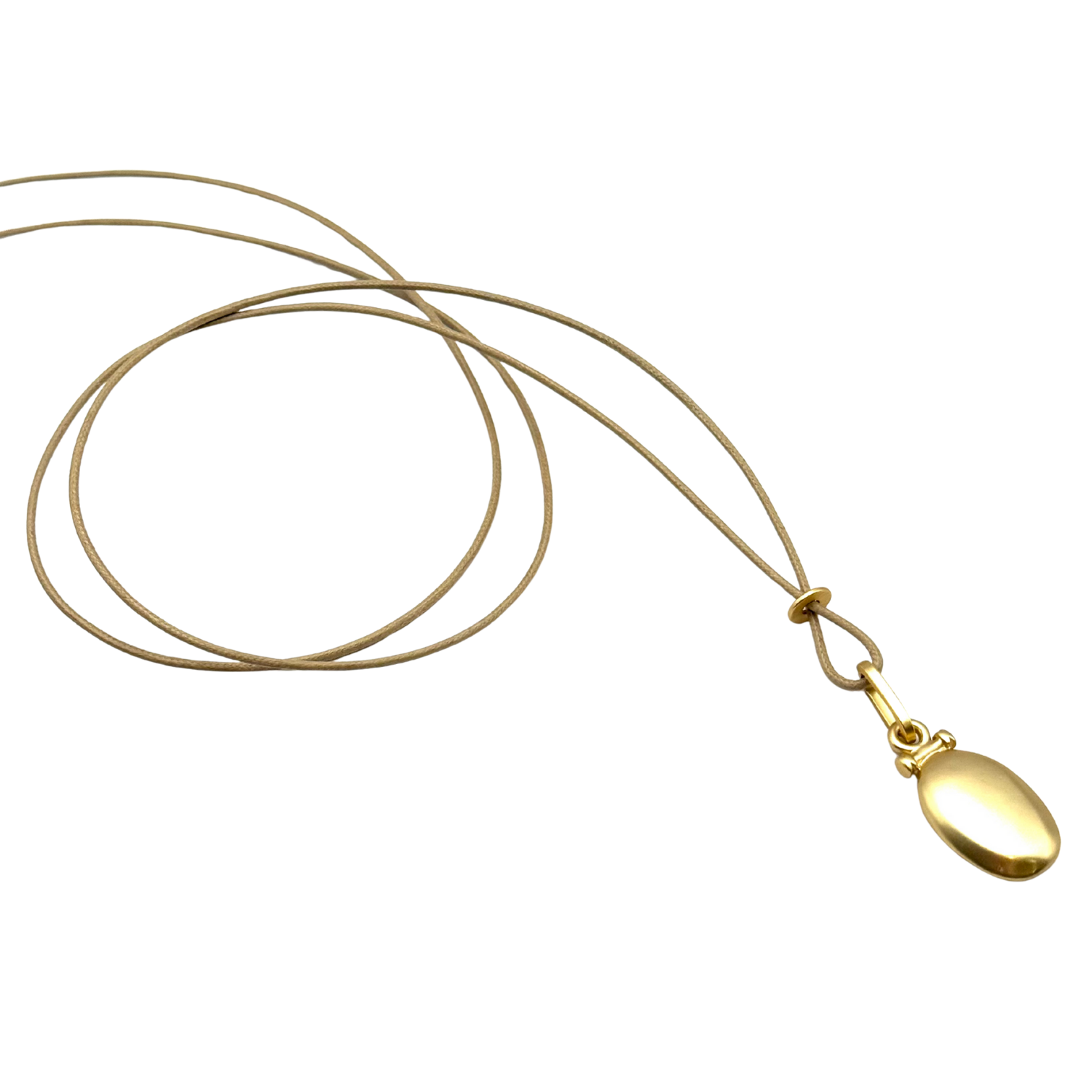 Matte Gold Pillow Style Pendant On 36" Natural Color Linen Cord