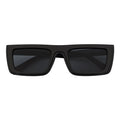 LOWKEY - Small Flat Top Rectangle Square Frame Sunglasses Black Smoke
