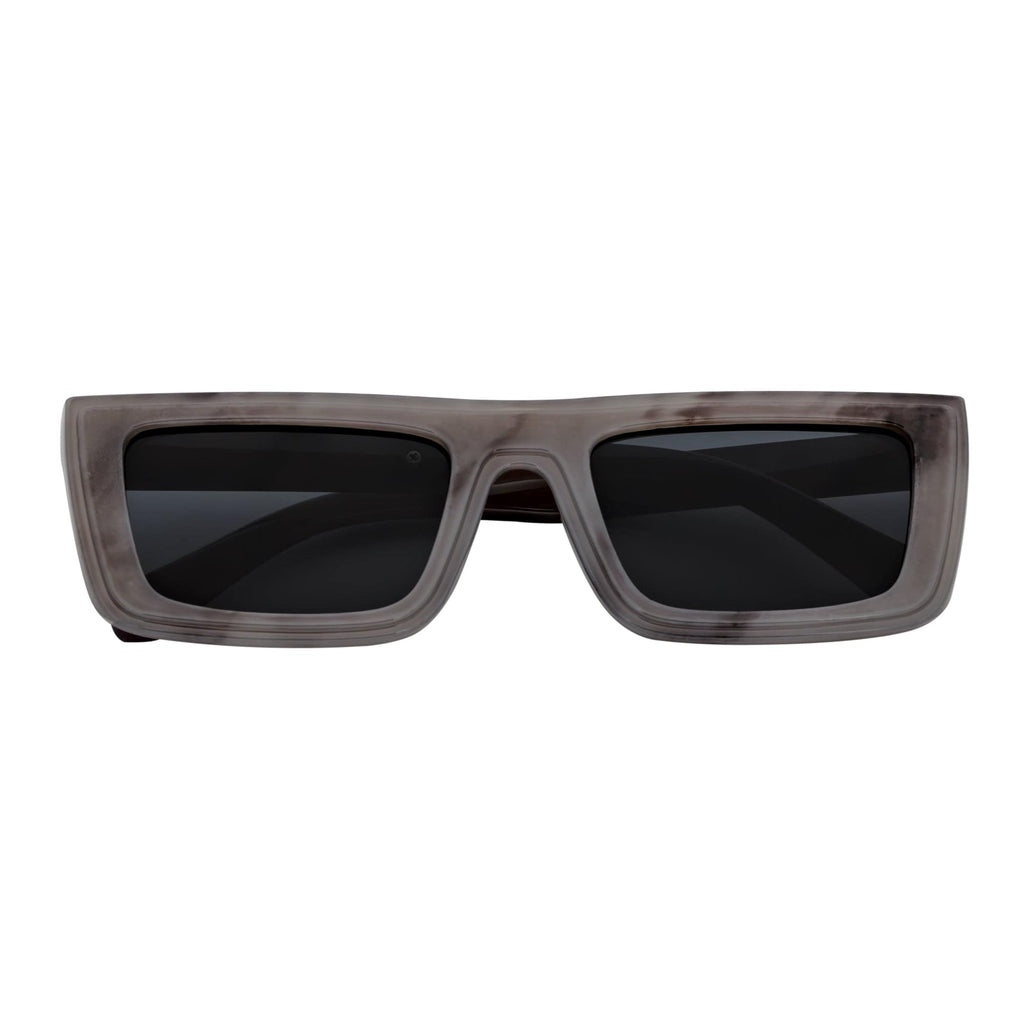 LOWKEY - Small Flat Top Rectangle Square Frame Sunglasses Gray Smoke