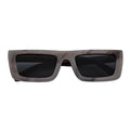 LOWKEY - Small Flat Top Rectangle Square Frame Sunglasses Gray Smoke