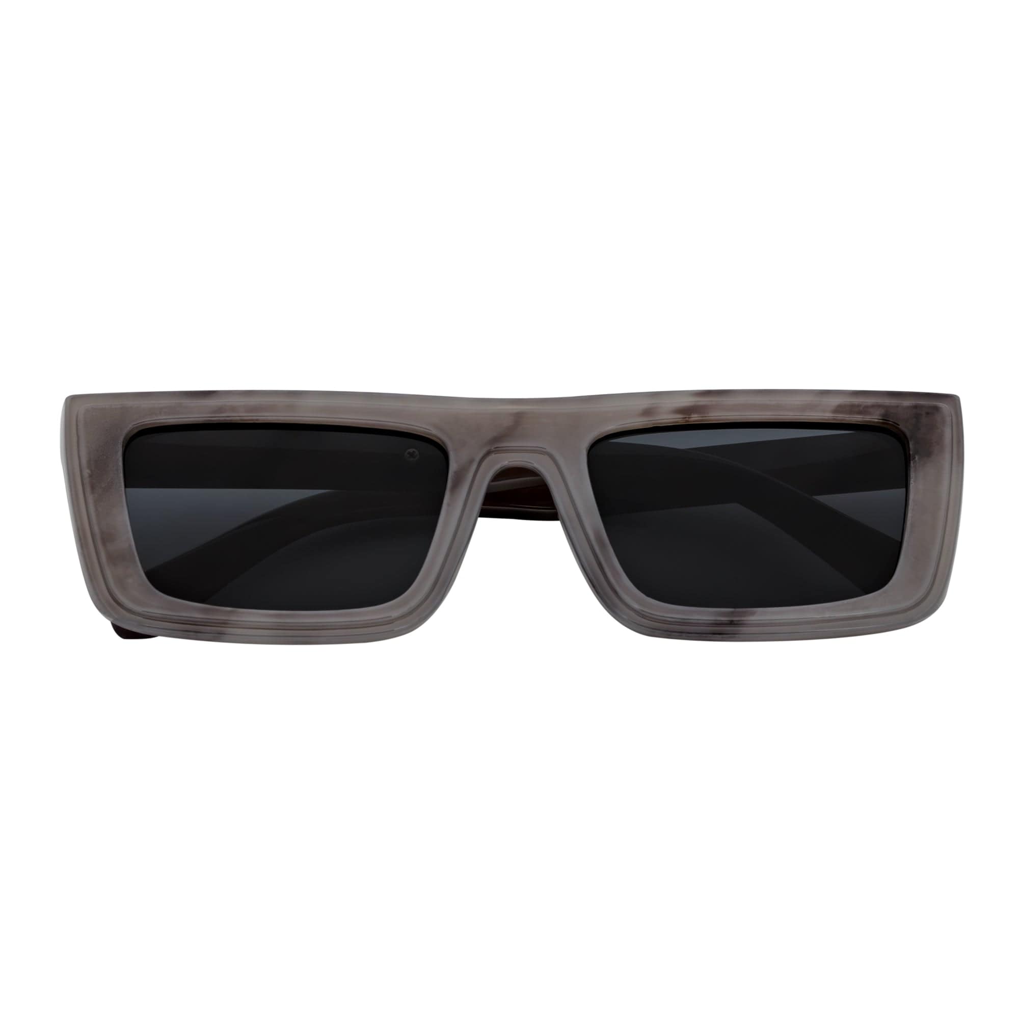 LOWKEY - Small Flat Top Rectangle Square Frame Sunglasses Gray Smoke