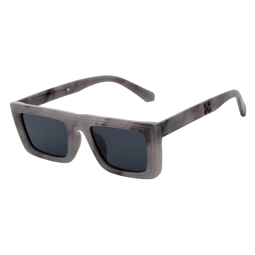 LOWKEY - Small Flat Top Rectangle Square Frame Sunglasses Gray Smoke